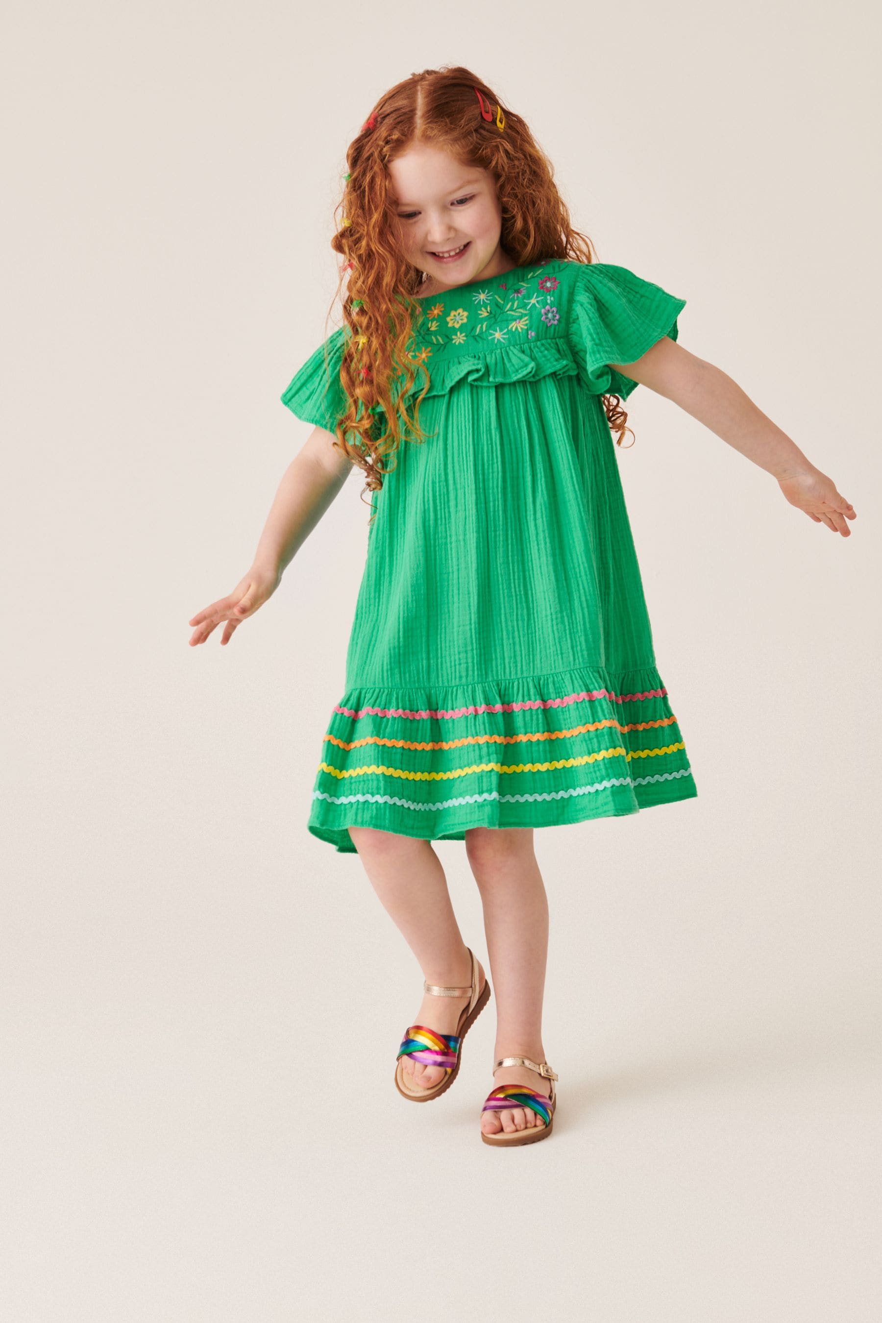 Embroidered bird dress top
