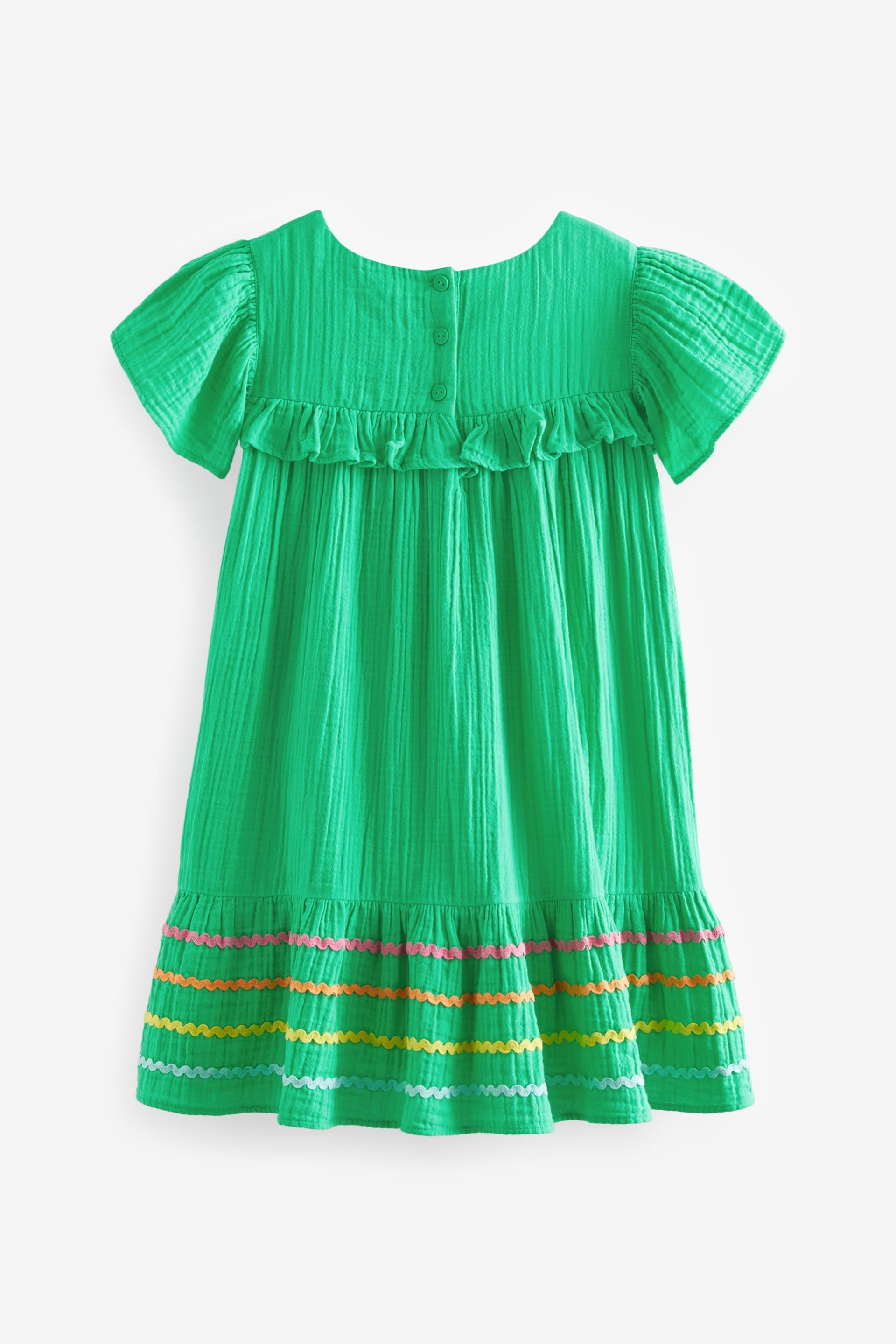 Little Bird by Jools Oliver Green Floral Embroidered Frill Dress - Image 6 of 6