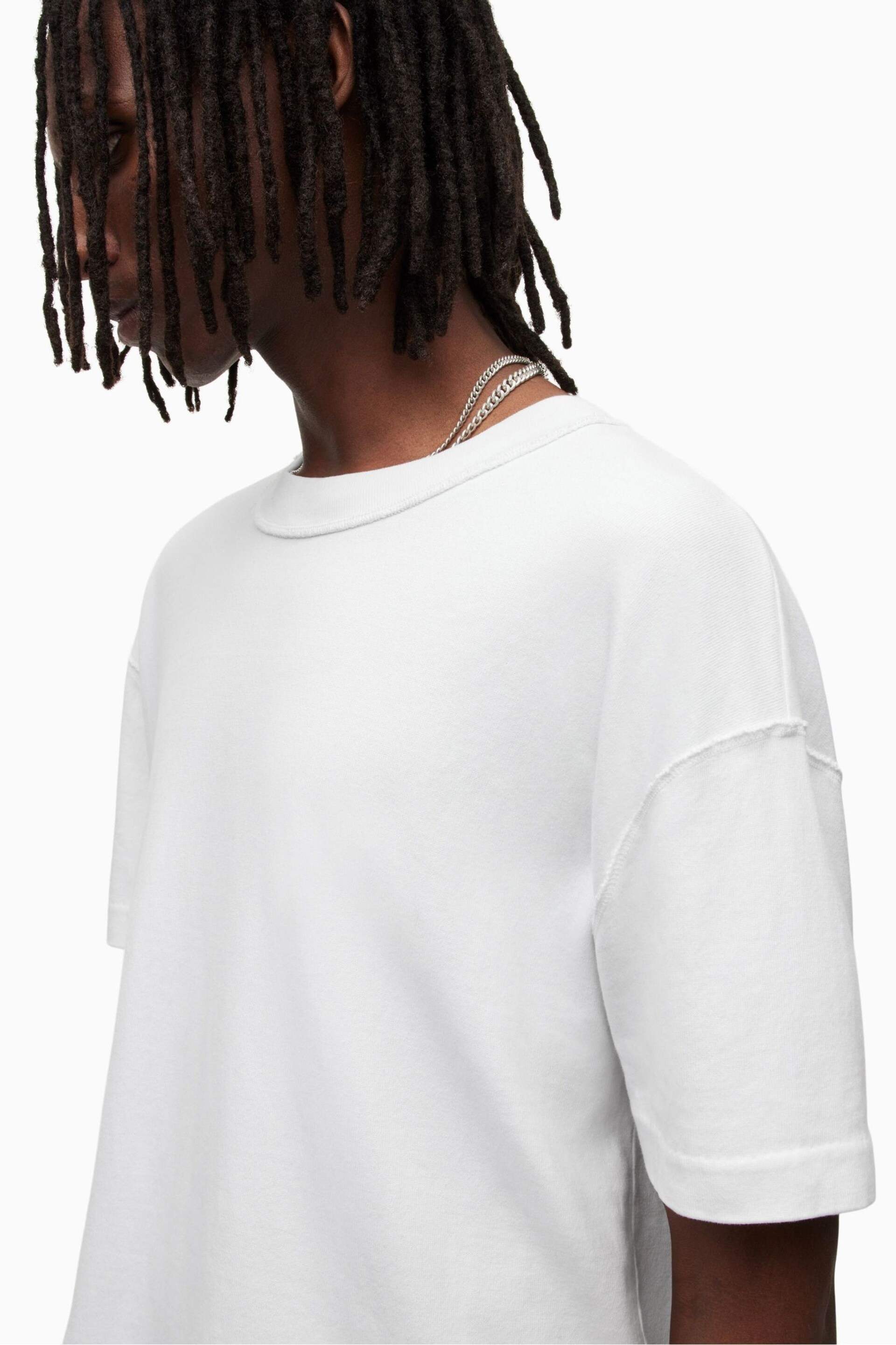 AllSaints White Isac Short Sleeve Crew T-Shirt - Image 6 of 7