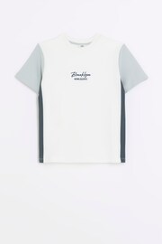 River Island White Boys White Blocked T-Shirt - Image 1 of 4