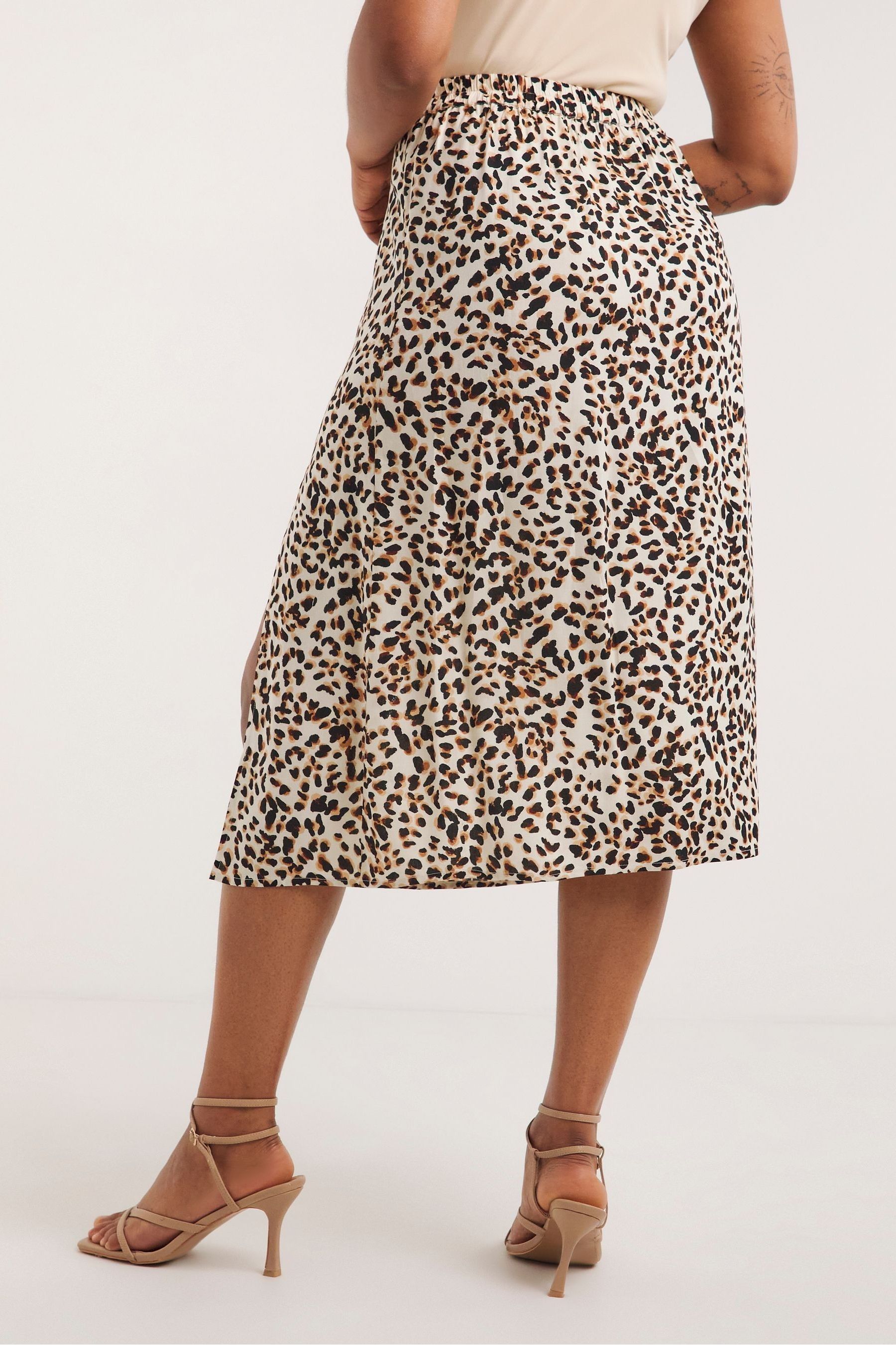 Buy Simply Be Nude Animal Print Lightweight Woven Side Split Midi Skirt from Next Luxembourg