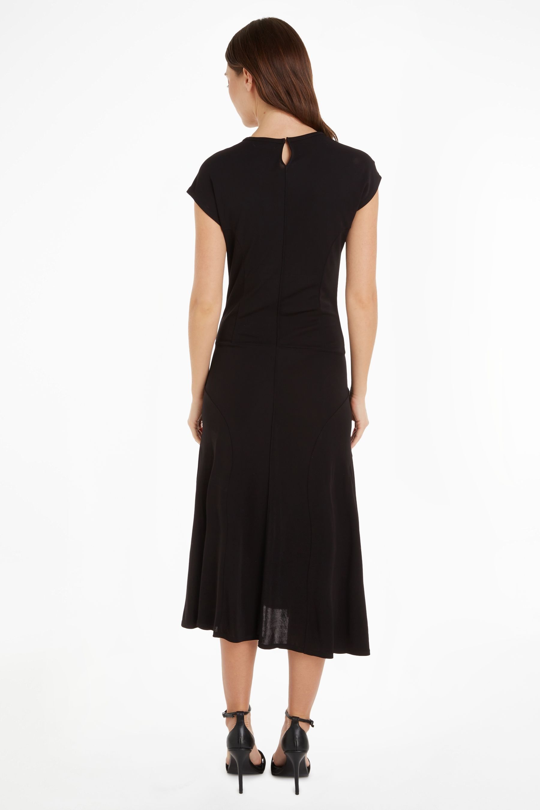 Calvin klein fit and flare black dress store