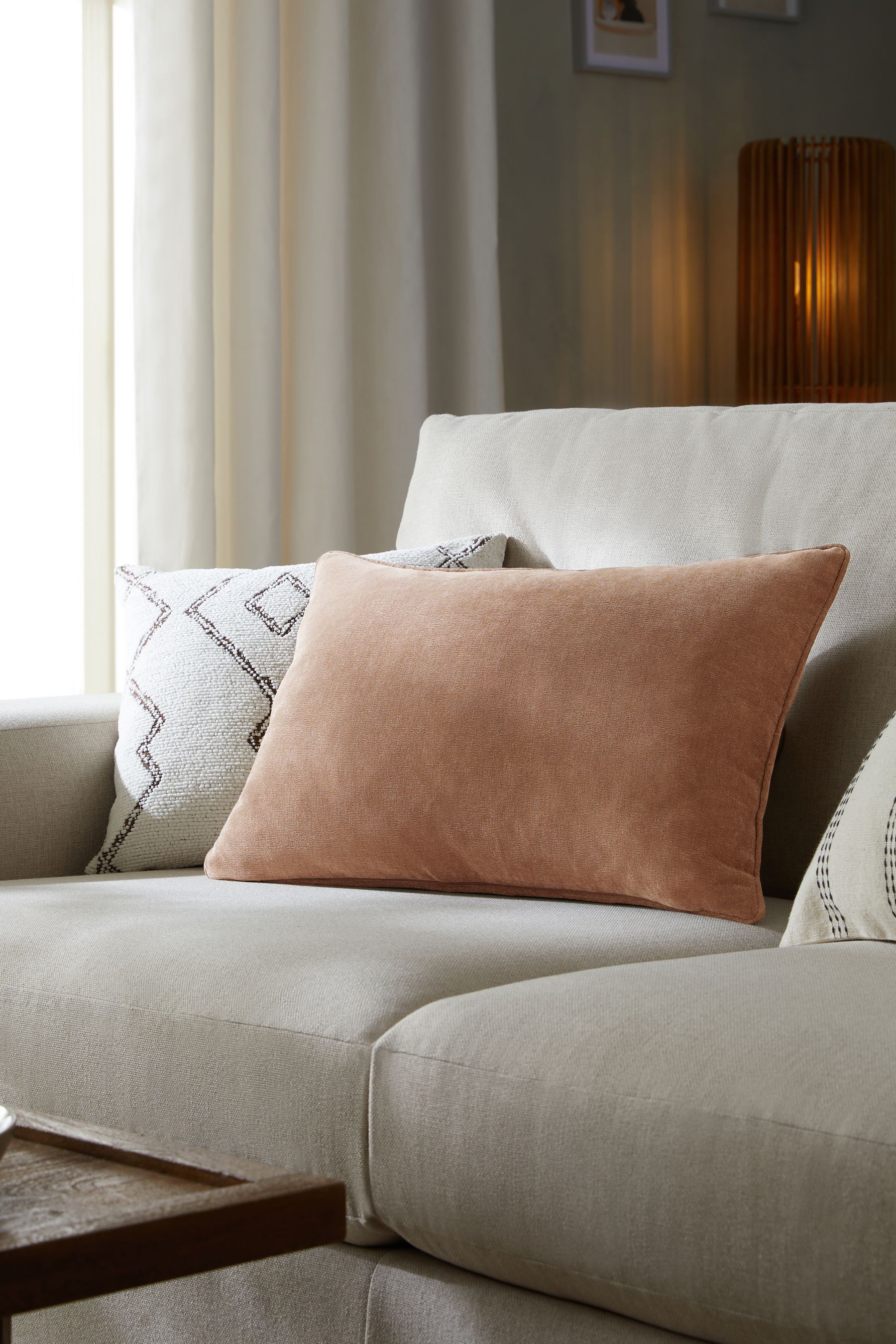 Buy Latte Natural 40 x 59cm Soft Velour Cushion from Next Luxembourg