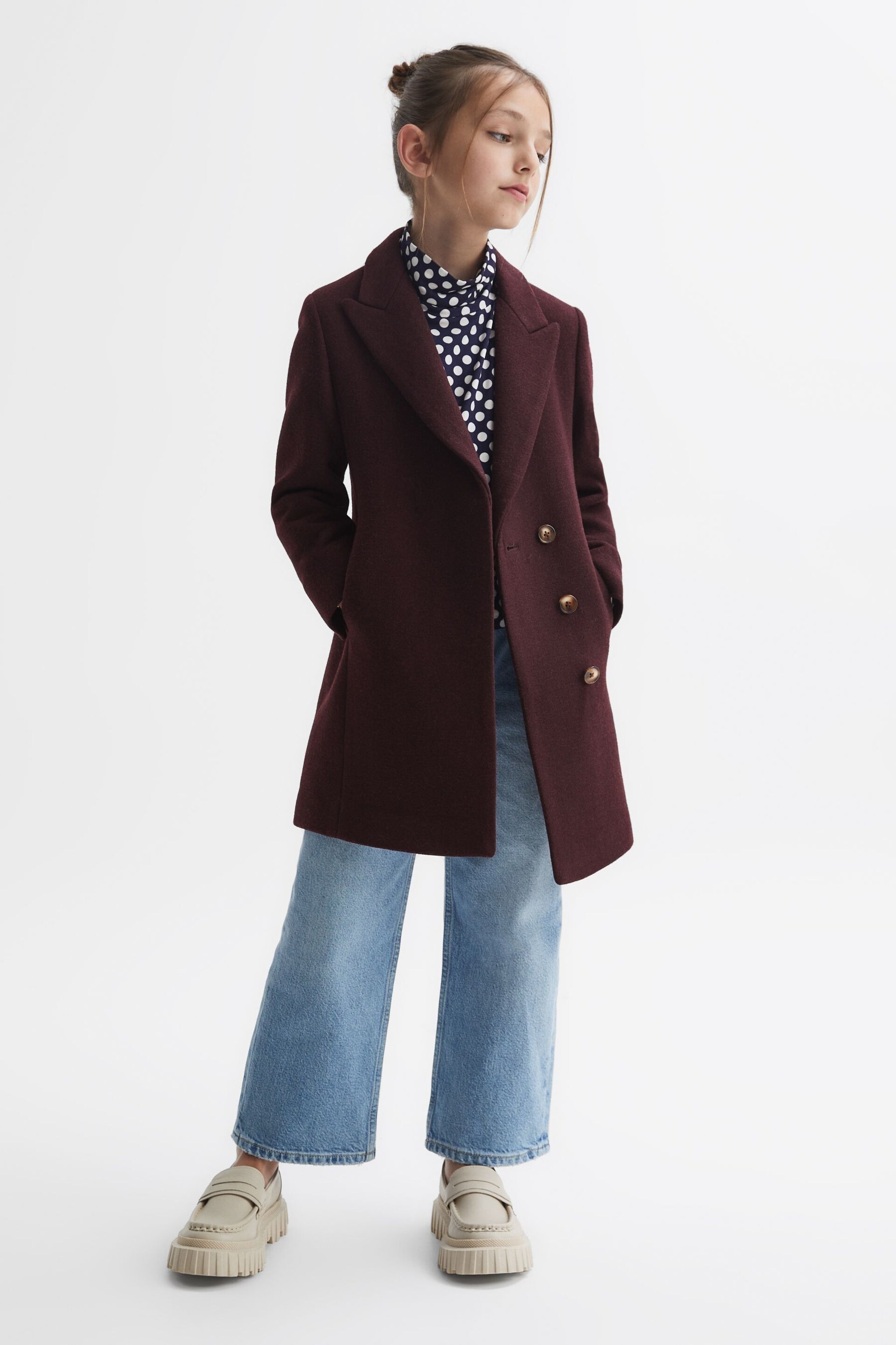 Reiss Berry Harlow Junior Mid Length Wool Blend Coat - Image 1 of 6