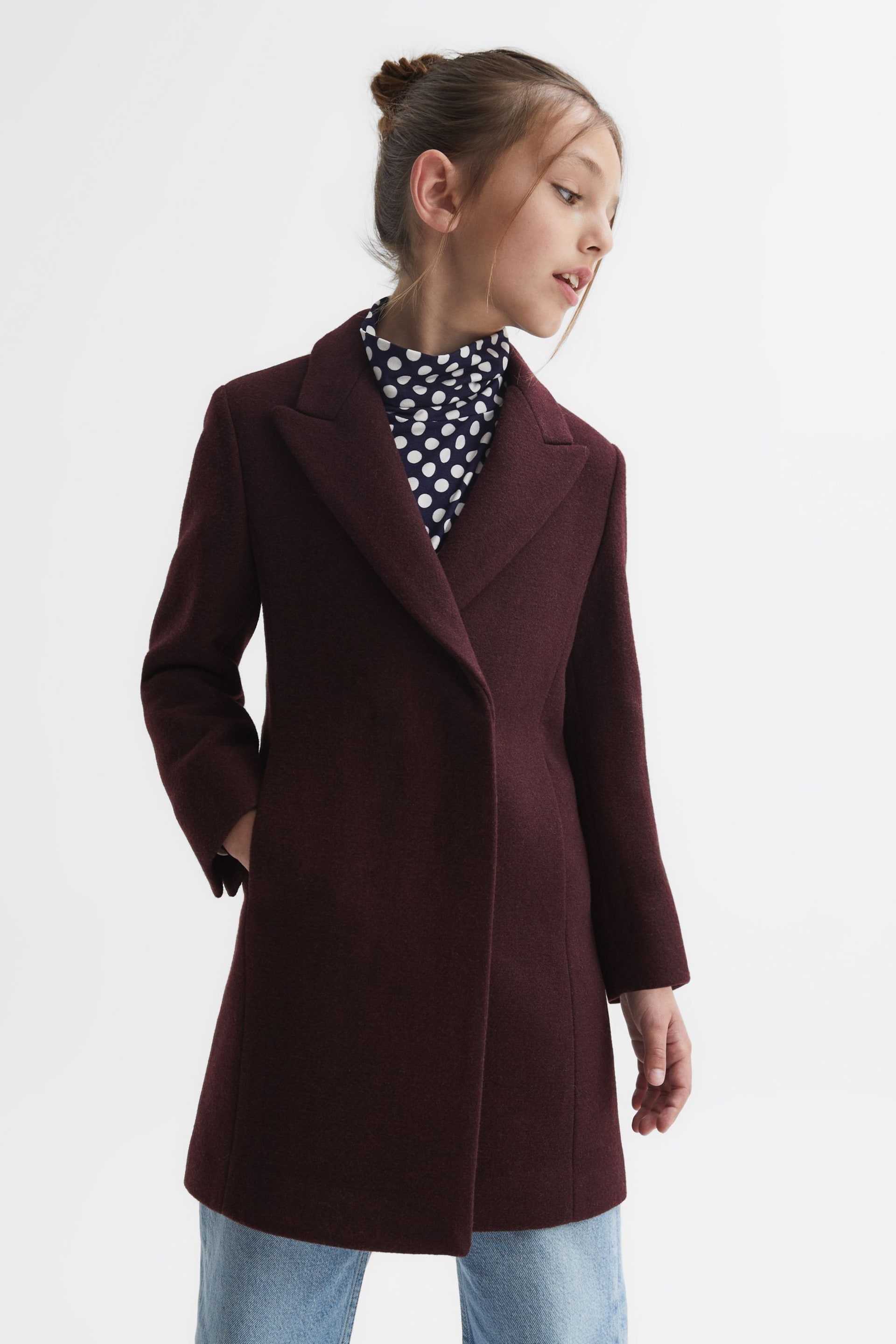 Reiss Berry Harlow Junior Mid Length Wool Blend Coat - Image 3 of 6