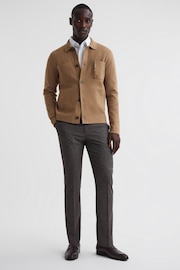 Reiss Camel Forester Long Sleeve Button-Through Cardigan - Image 3 of 5