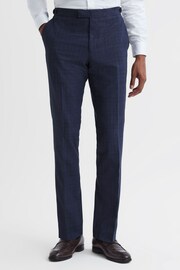 Reiss Indigo City Slim Fit Wool Checked Trousers - Image 3 of 4