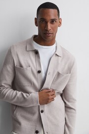 Reiss Oatmeal Melange Forester Long Sleeve Button-Through Cardigan - Image 5 of 5