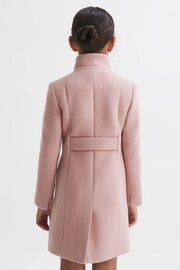 Reiss Pink Kia Junior Wool Blend Funnel Neck Coat - Image 5 of 6
