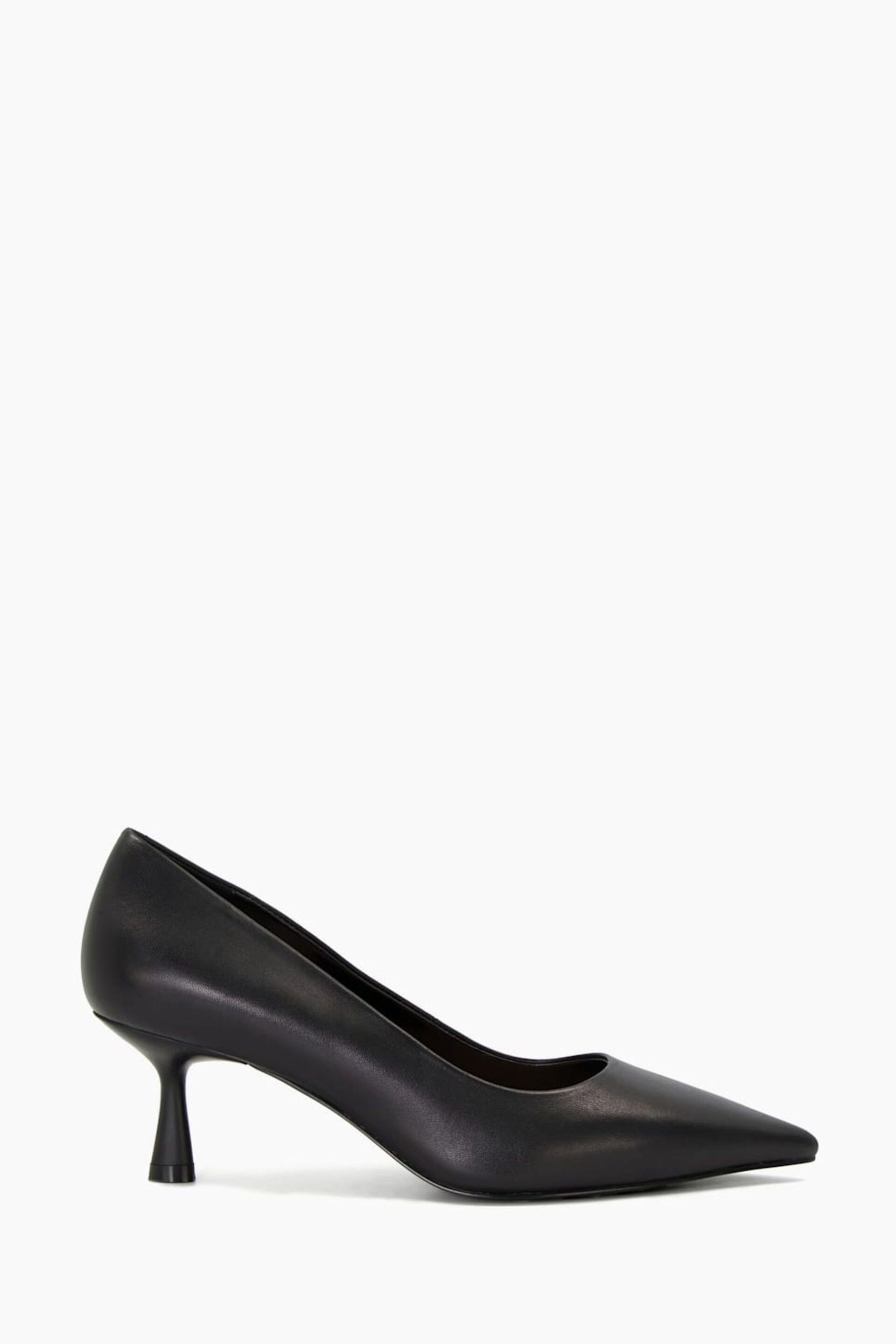 Dune London Black Wide Fit Angelina Mid Heel Spray Courts - Image 1 of 4