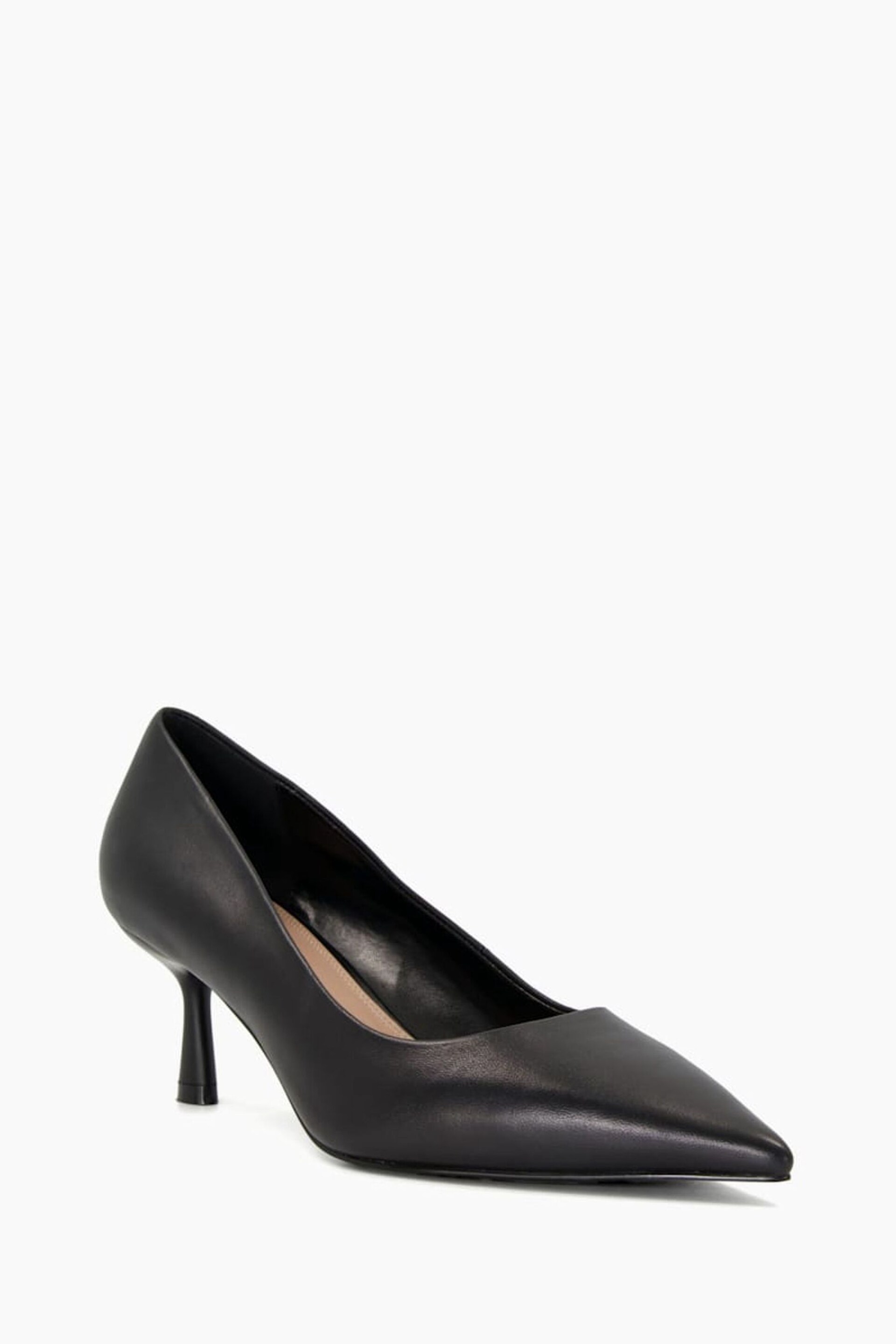 Dune London Black Wide Fit Angelina Mid Heel Spray Courts - Image 2 of 4