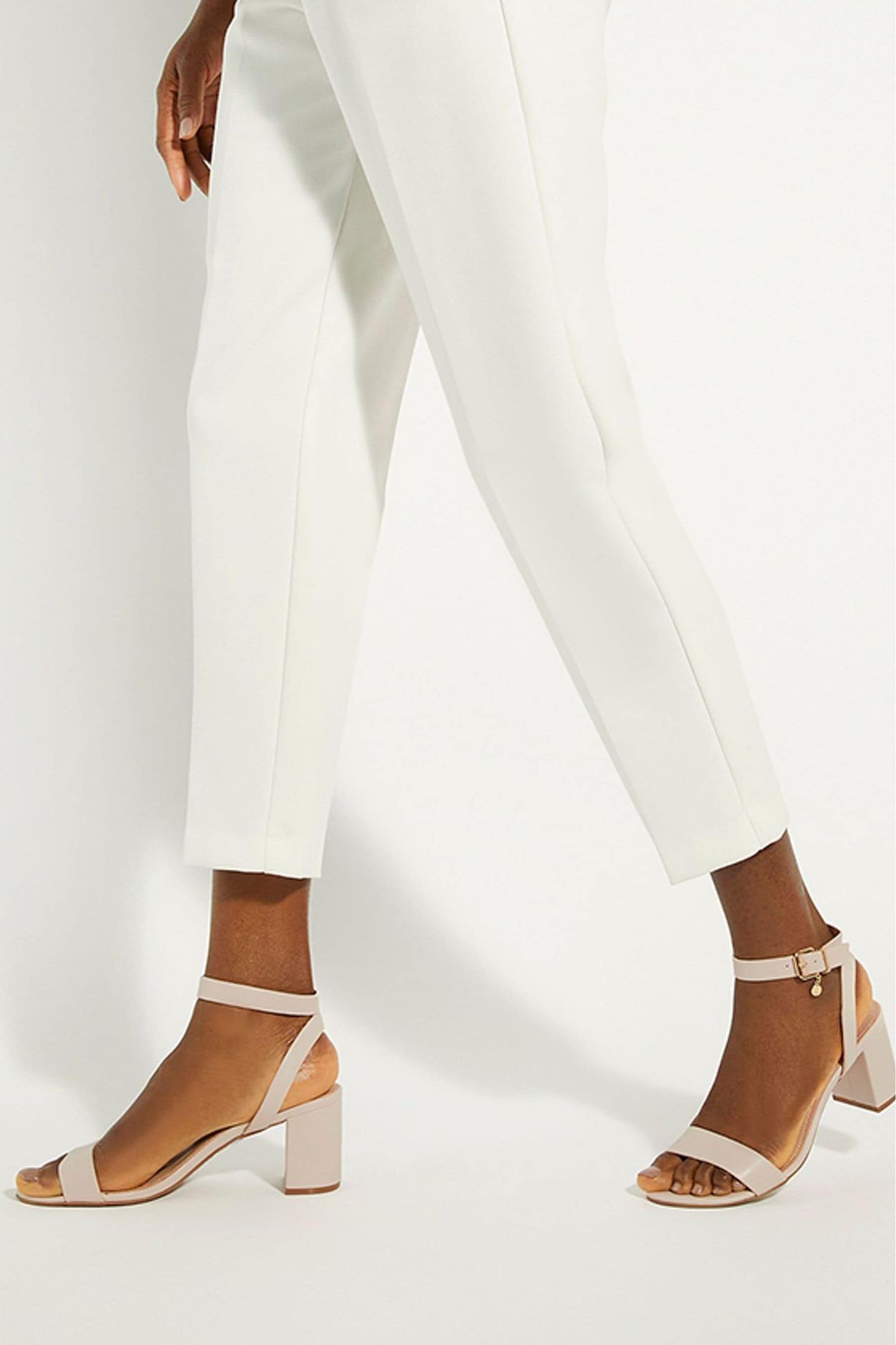 Dune London Cream Standard Fit Memee Mid Block Heel Sandals