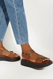 Dune London Natural Buckle Flatform Loells Sandals - Image 1 of 6