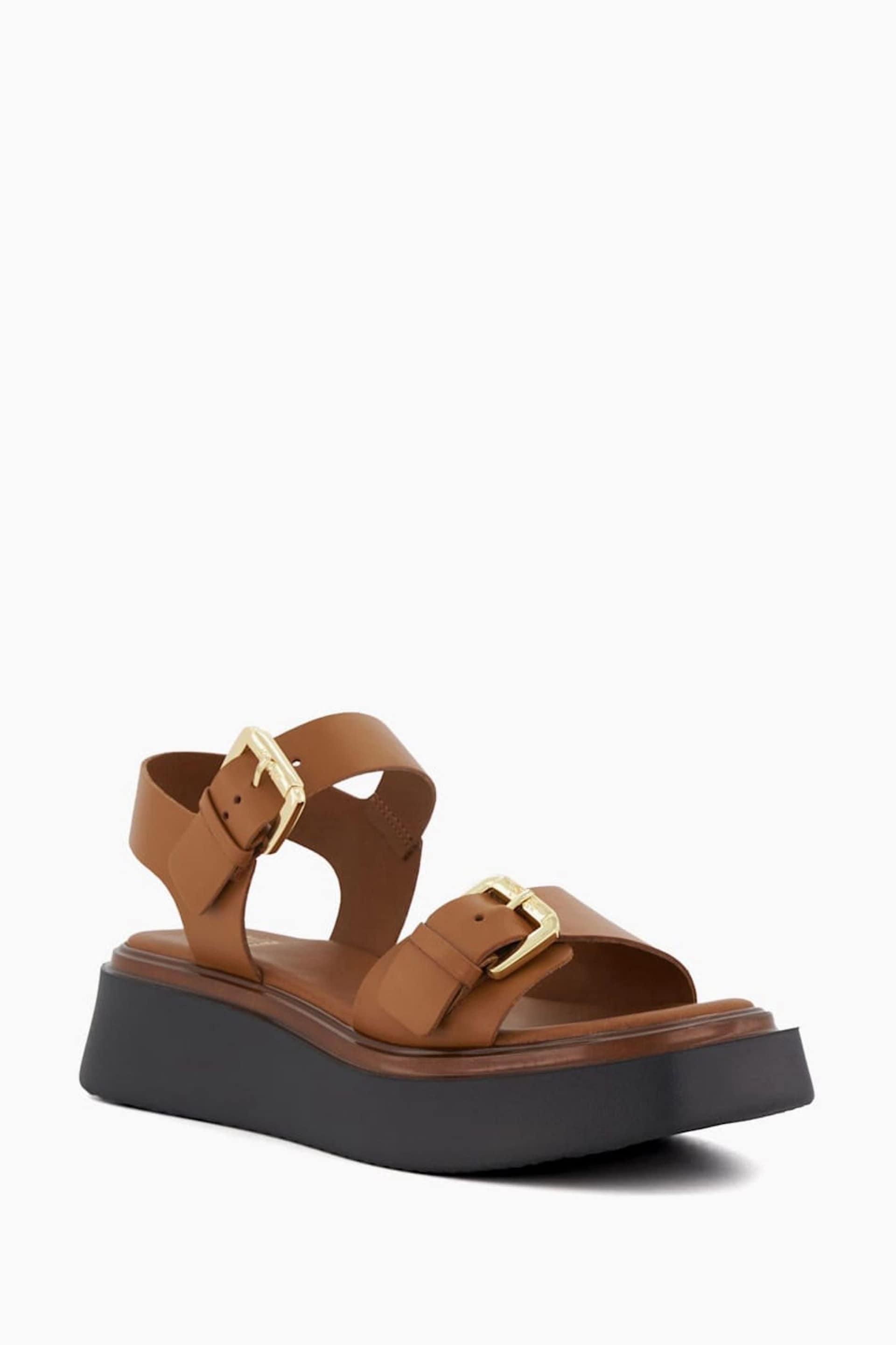 Dune London Natural Buckle Flatform Loells Sandals - Image 4 of 6