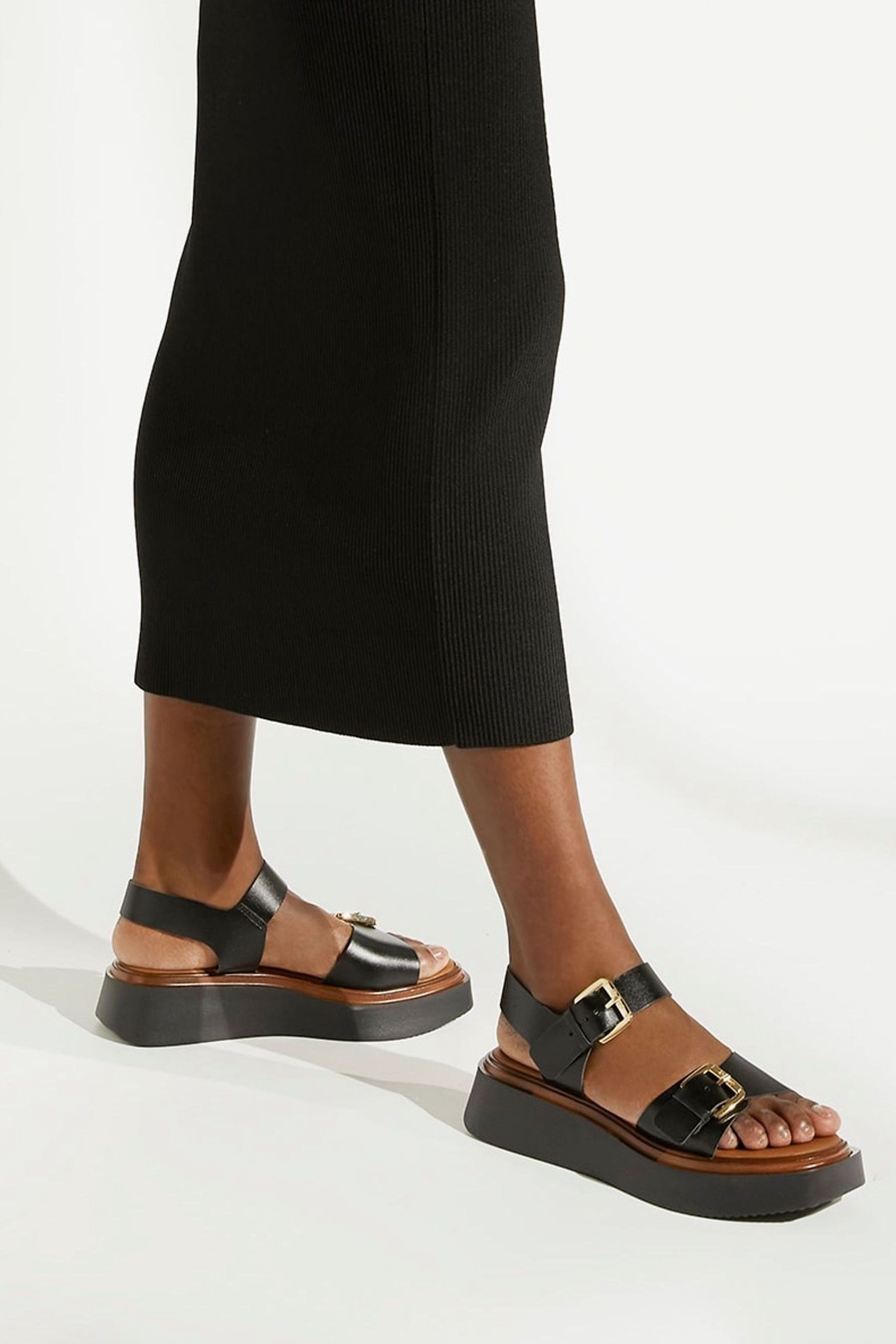 Buy Dune London Black Buckle Flatform Loells Sandals from Next Canada