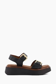 Dune London Black Buckle Flatform Loells Sandals - Image 8 of 11