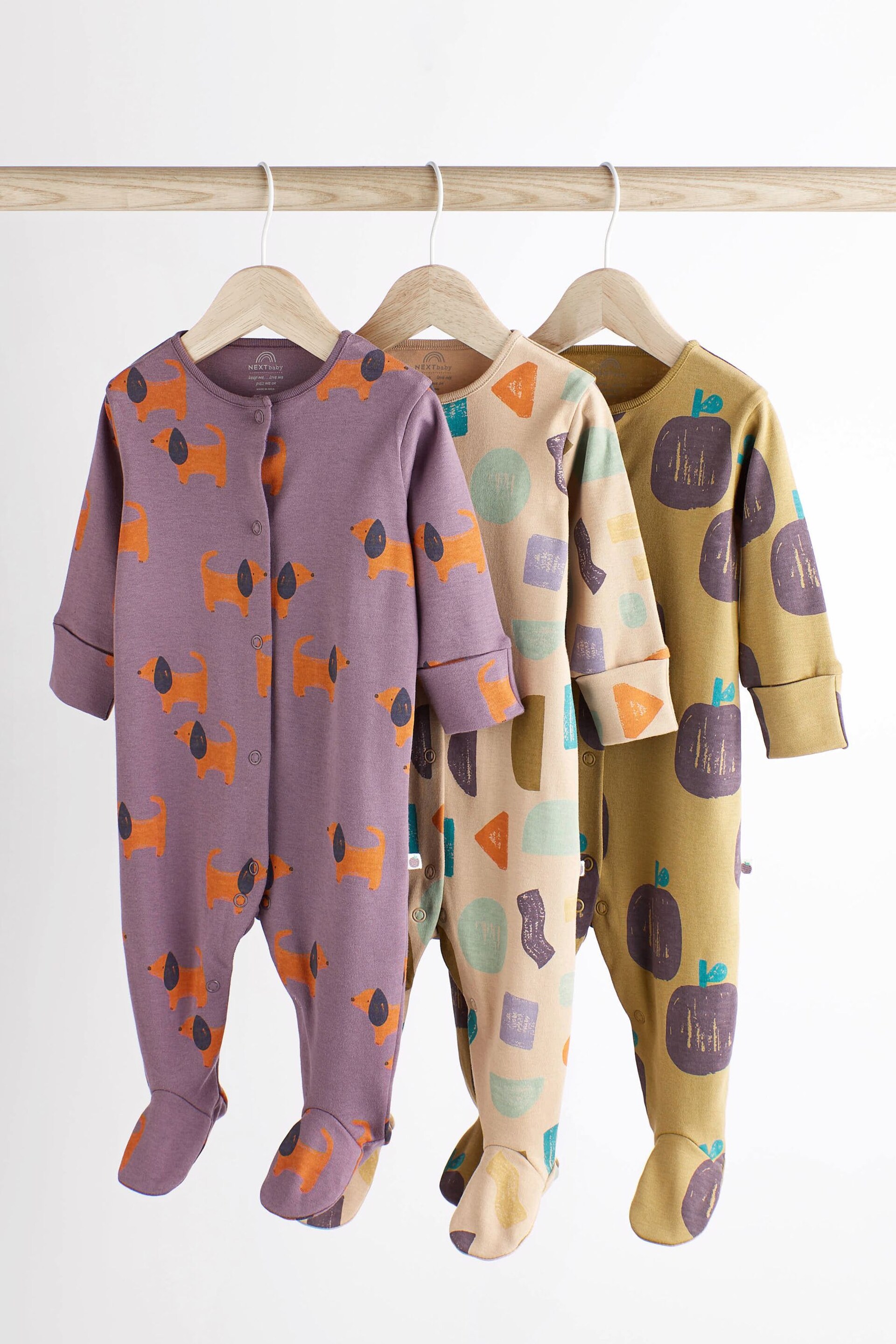 Lilac Purple Baby Sleepsuits 3 Pack (0mths-2yrs) - Image 1 of 8