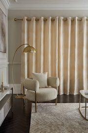 Champagne Gold Valencia Wave Jacquard Eyelet Lined Curtains - Image 2 of 5