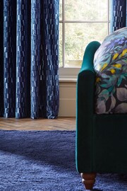 Navy Blue Cut Velvet Eyelet Lined Curtains - Image 3 of 6