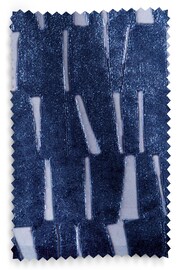 Navy Blue Cut Velvet Eyelet Lined Curtains - Image 6 of 6