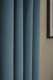 Pale Blue Matte Velvet Blackout/Thermal Eyelet Curtains - Image 7 of 9