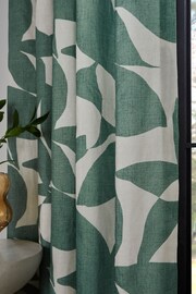 Teal Green Overscale Leaf Eyelet Lined Curtains - Image 3 of 5