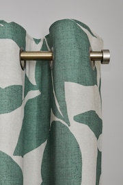 Teal Green Overscale Leaf Eyelet Lined Curtains - Image 4 of 5