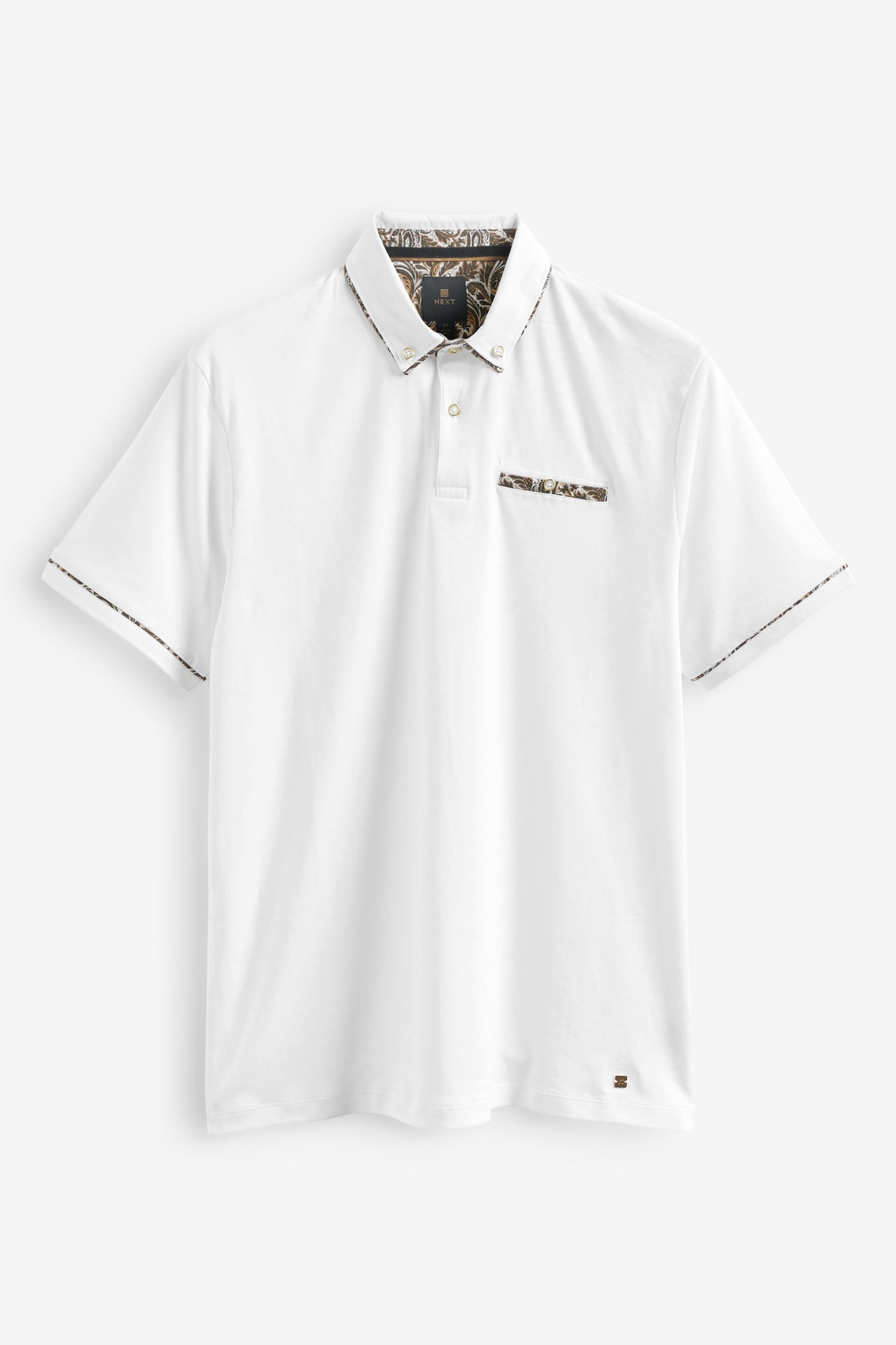 White/Gold Smart Collar Polo Shirt - Image 5 of 9