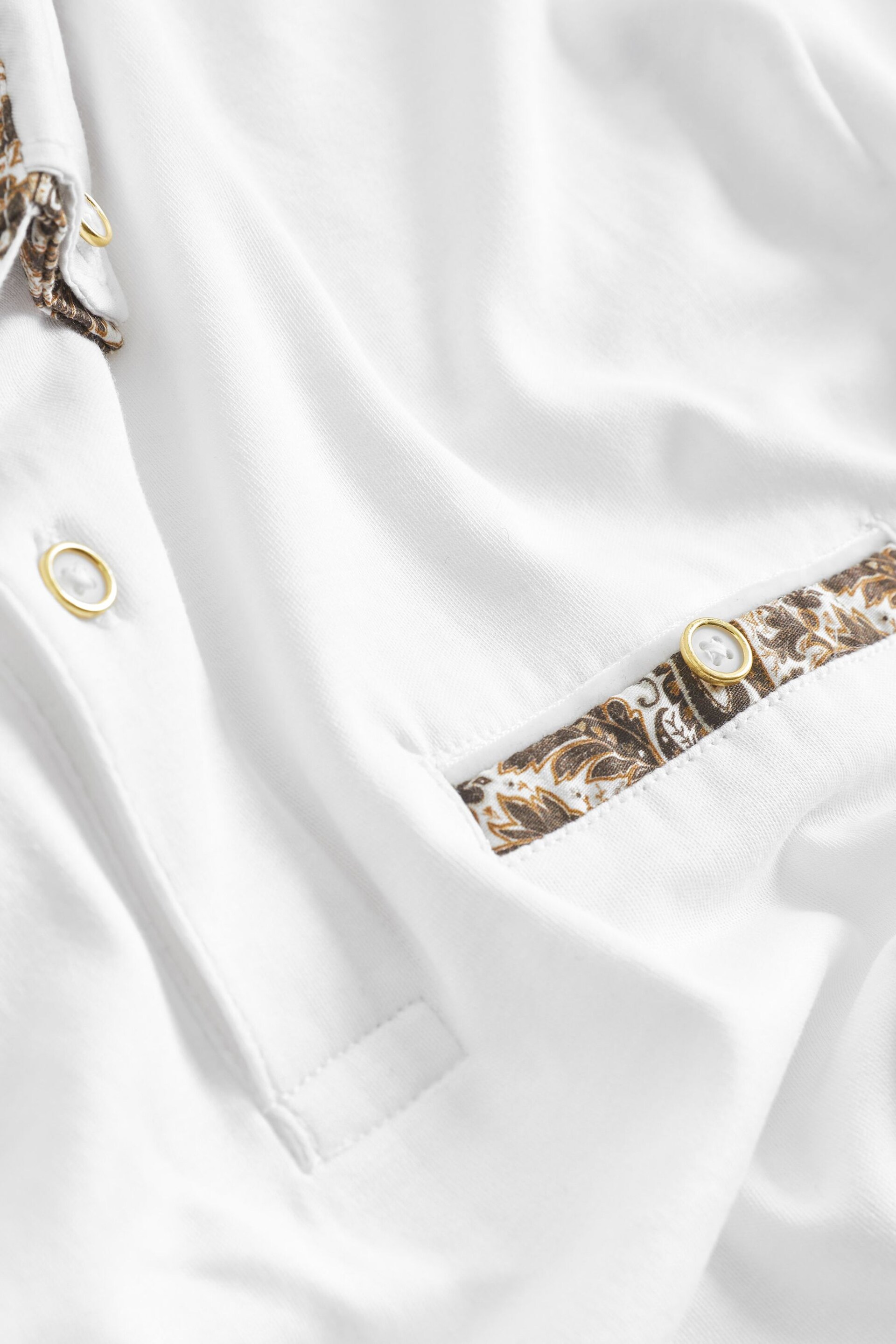 White/Gold Smart Collar Polo Shirt - Image 8 of 9