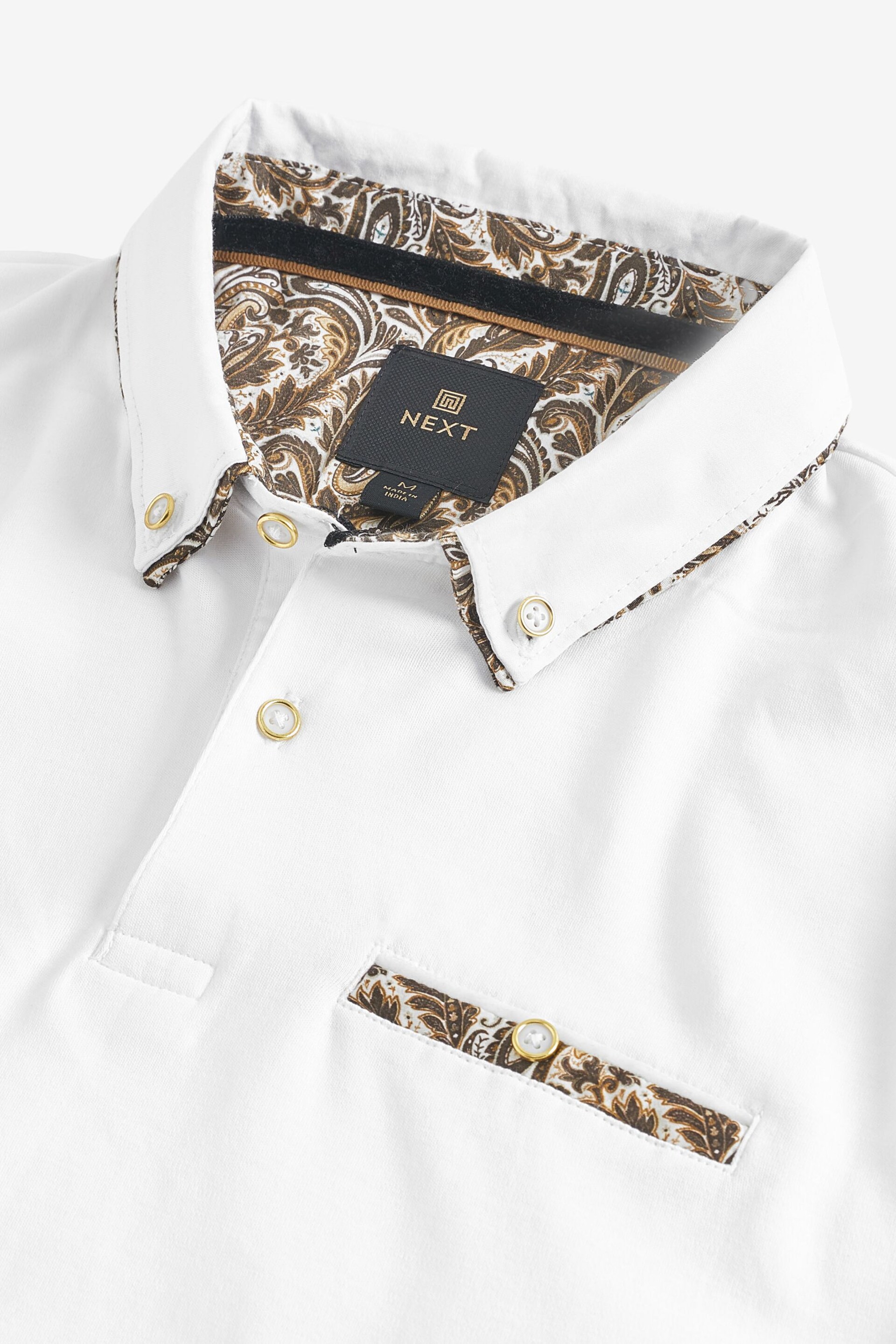 White/Gold Smart Collar Polo Shirt - Image 9 of 9