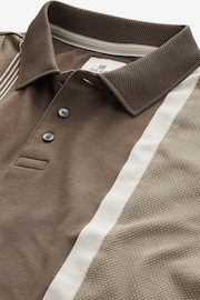 Neutral Brown/Ecru Cream Vertical Block Polo Shirt - Image 7 of 8
