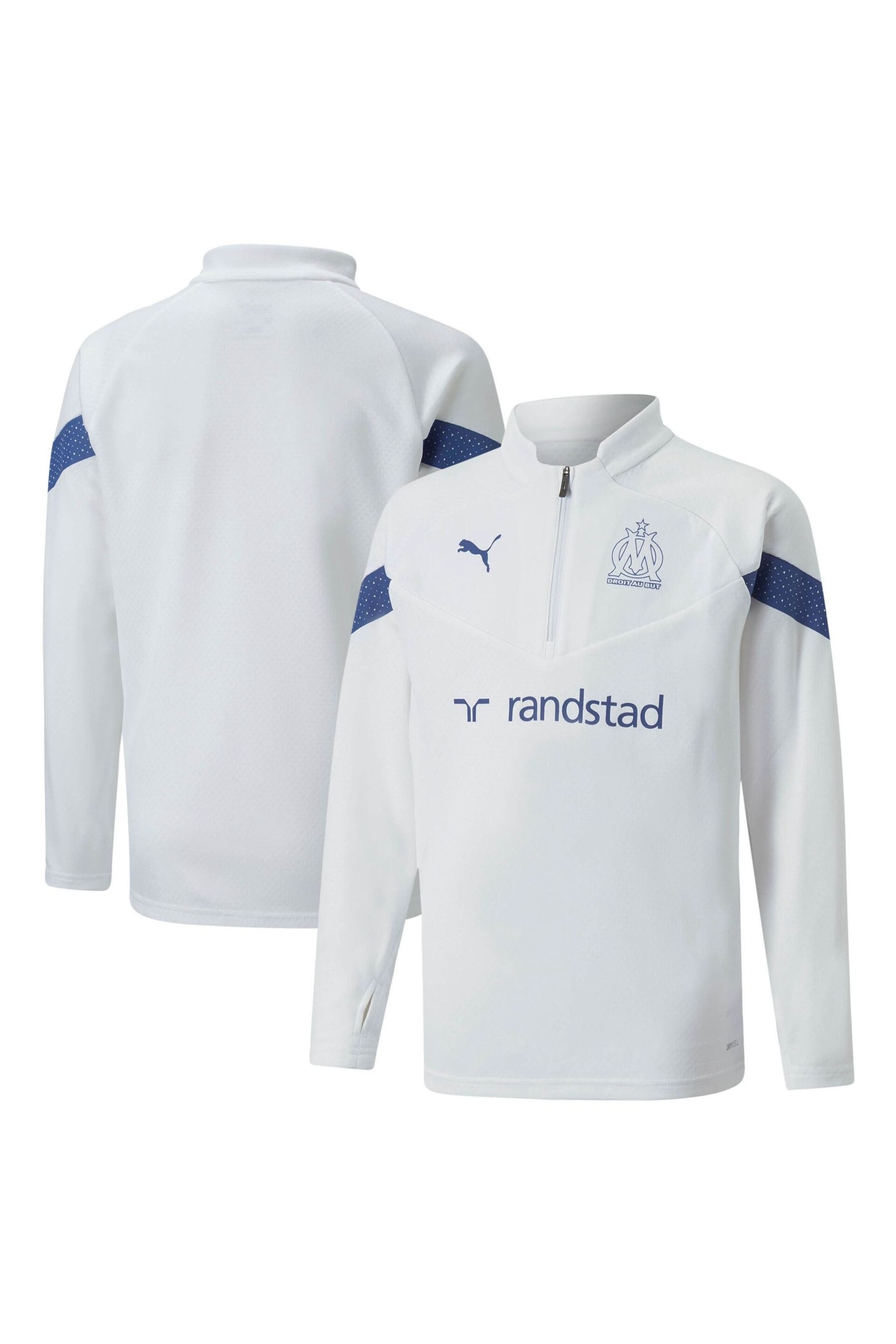 Puma Antique White Olympique de Marseille Training 1/4 Zip Top Kids - Image 1 of 3