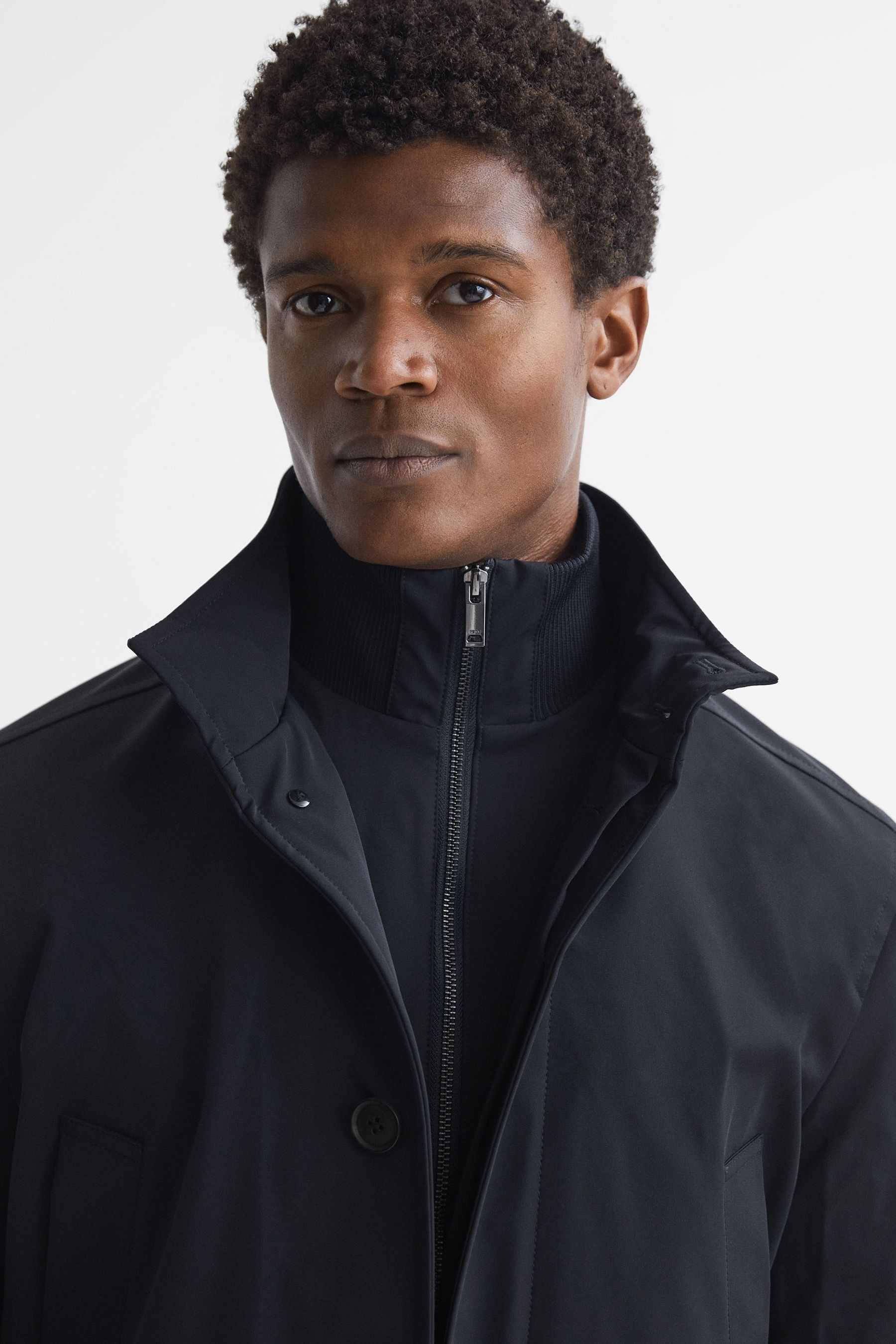 Reiss harris leather funnel neck jacket hot sale