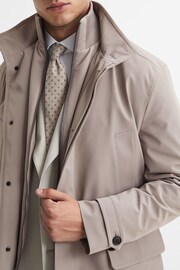 Reiss Taupe Player Funnel Neck Removable Insert Jacket - Image 3 of 5