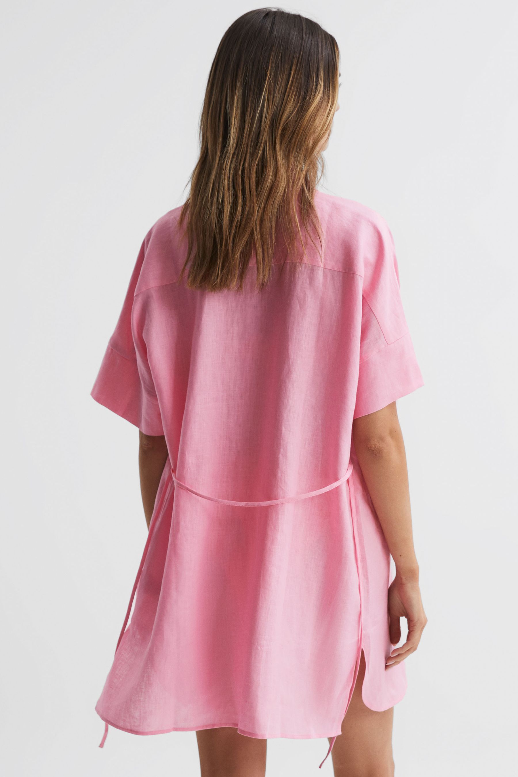Buy Reiss Pink Beth Linen T Shirt Dress Kaftan from the Next UK online shop