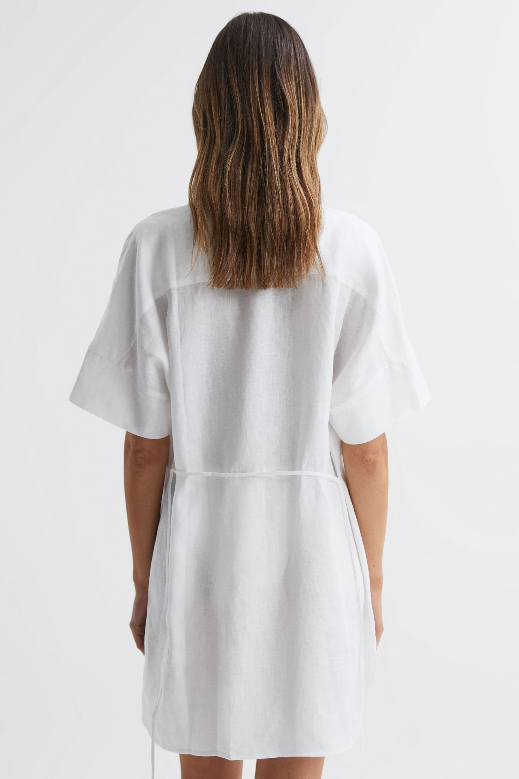 Buy Reiss White Beth Linen T Shirt Dress Kaftan from the Next UK online shop