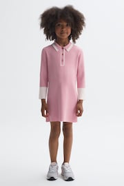 Reiss Pink Sammy Senior Knitted Polo Dress - Image 3 of 6