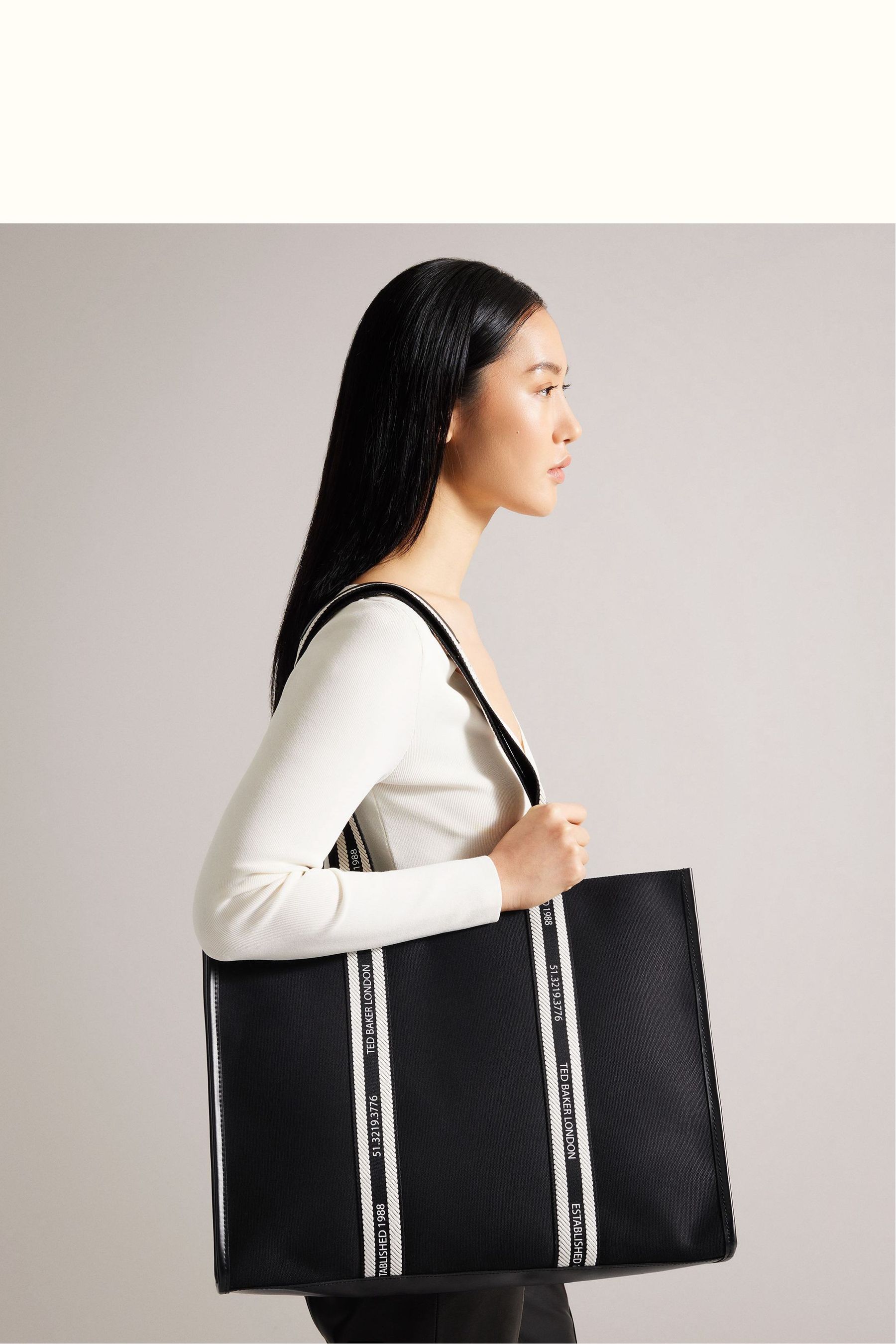 Buy Ted Baker Black Branded Webbing Georjey Canvas Tote Bag from Next USA