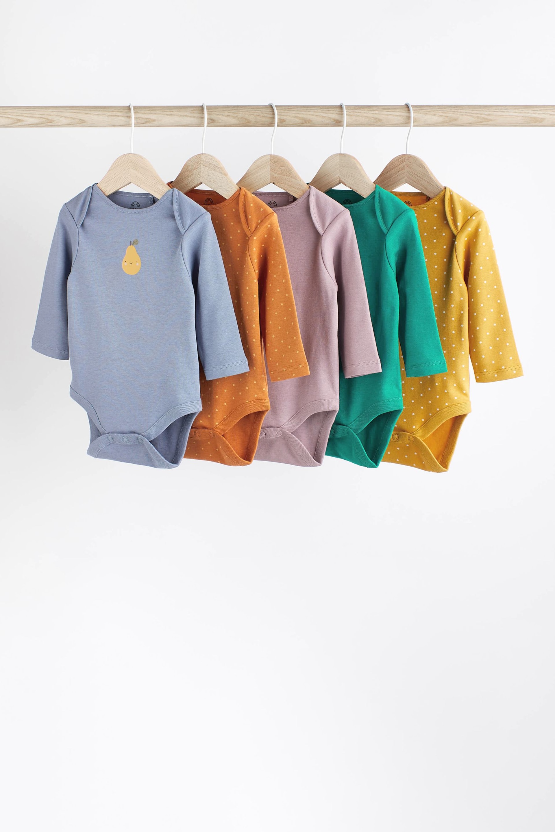 Multi Placement Baby Long Sleeve Bodysuits 5 Pack - Image 1 of 7