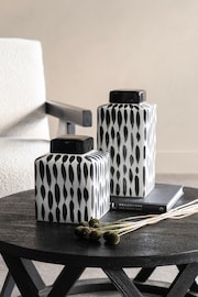 Libra Black/White Vertical Stripes Square Jar - Image 2 of 4