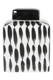 Libra Black/White Vertical Stripes Square Jar - Image 3 of 4