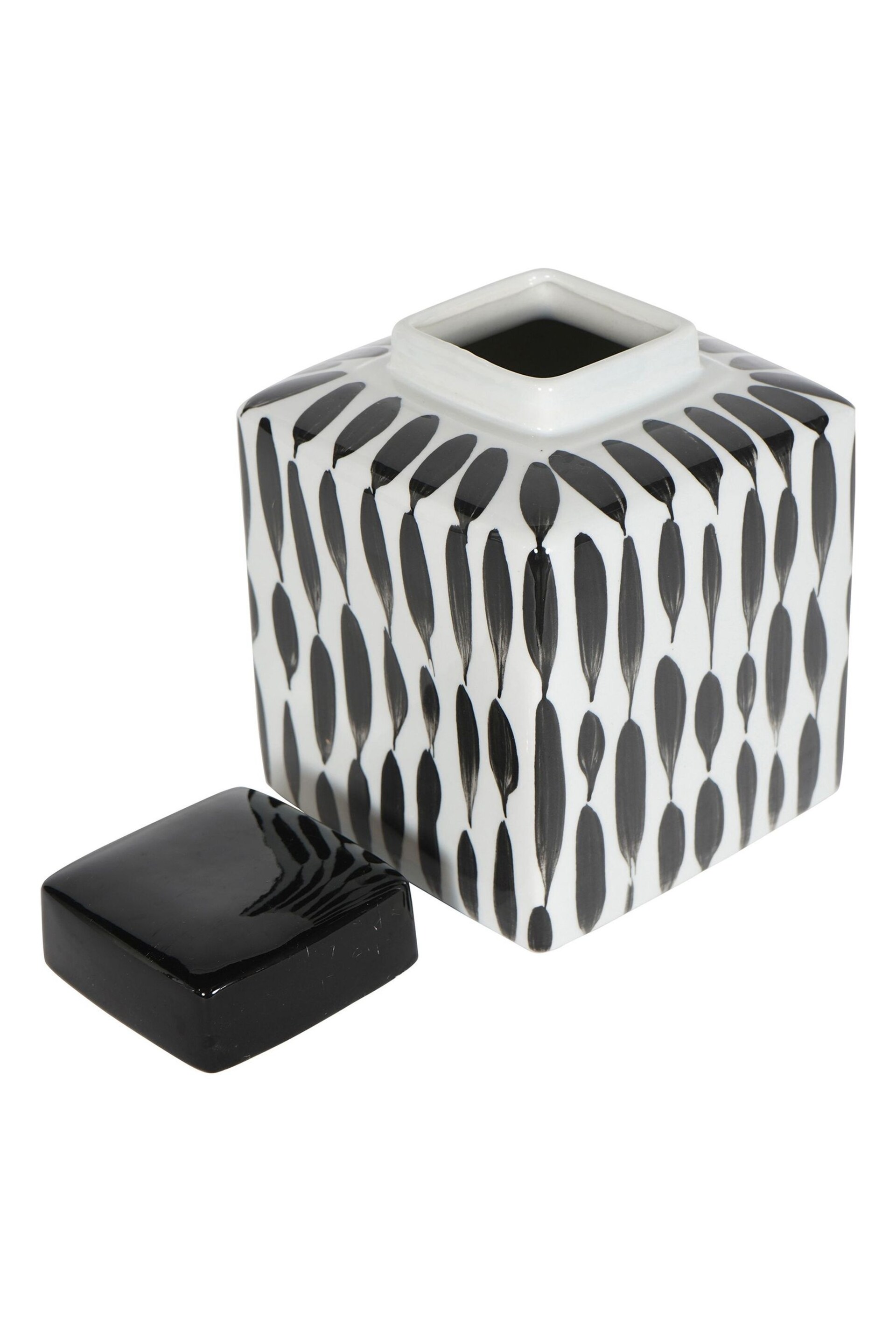 Libra Black/White Vertical Stripes Square Jar - Image 4 of 4