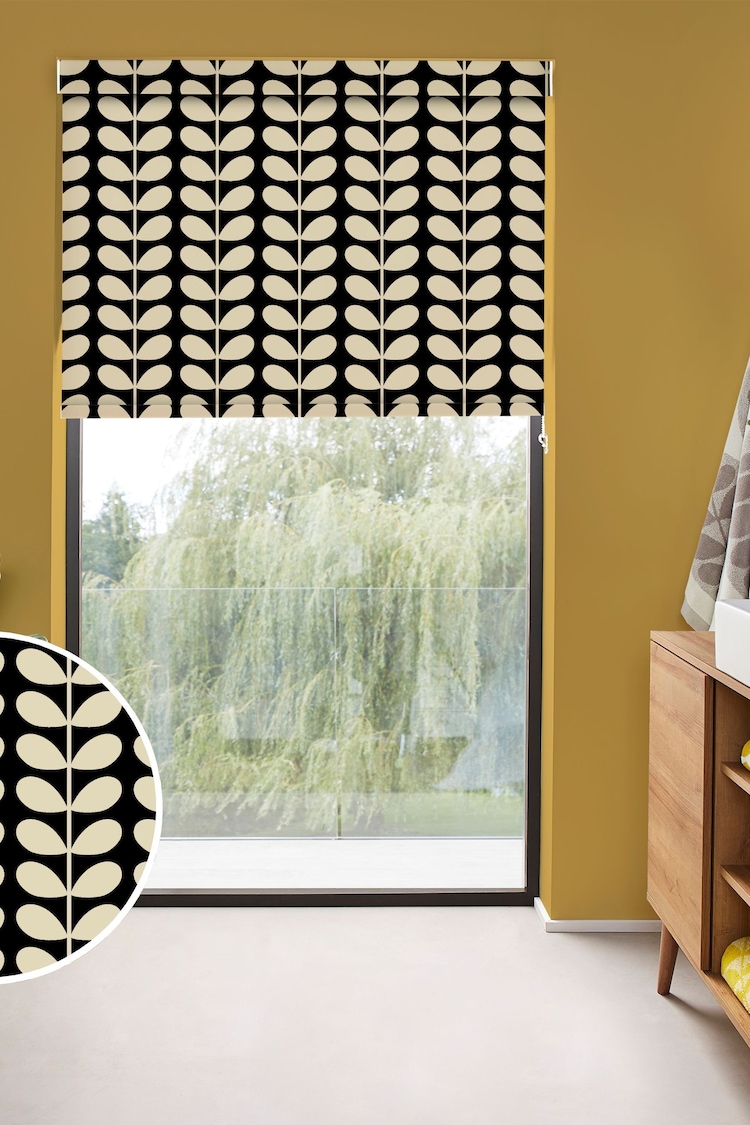 Orla Kiely Black Solid Stem Made to Measure Roller Blinds - Image 1 of 6