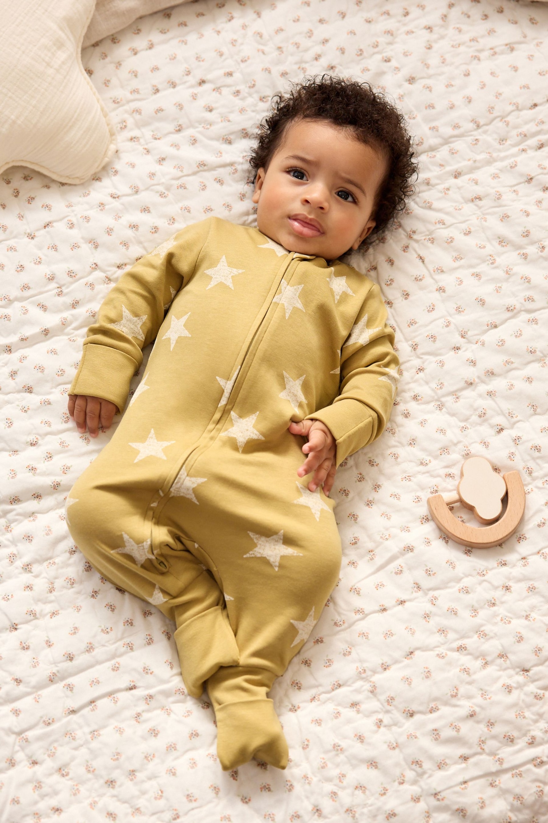 Chartreuse Yellow Turnover Feet Two Way Zip Baby Sleepsuit 1 Pack (0mths-3yrs) - Image 3 of 14