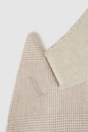 Reiss Oatmeal Craft Double Breasted Cotton-Linen Check Blazer - Image 6 of 6