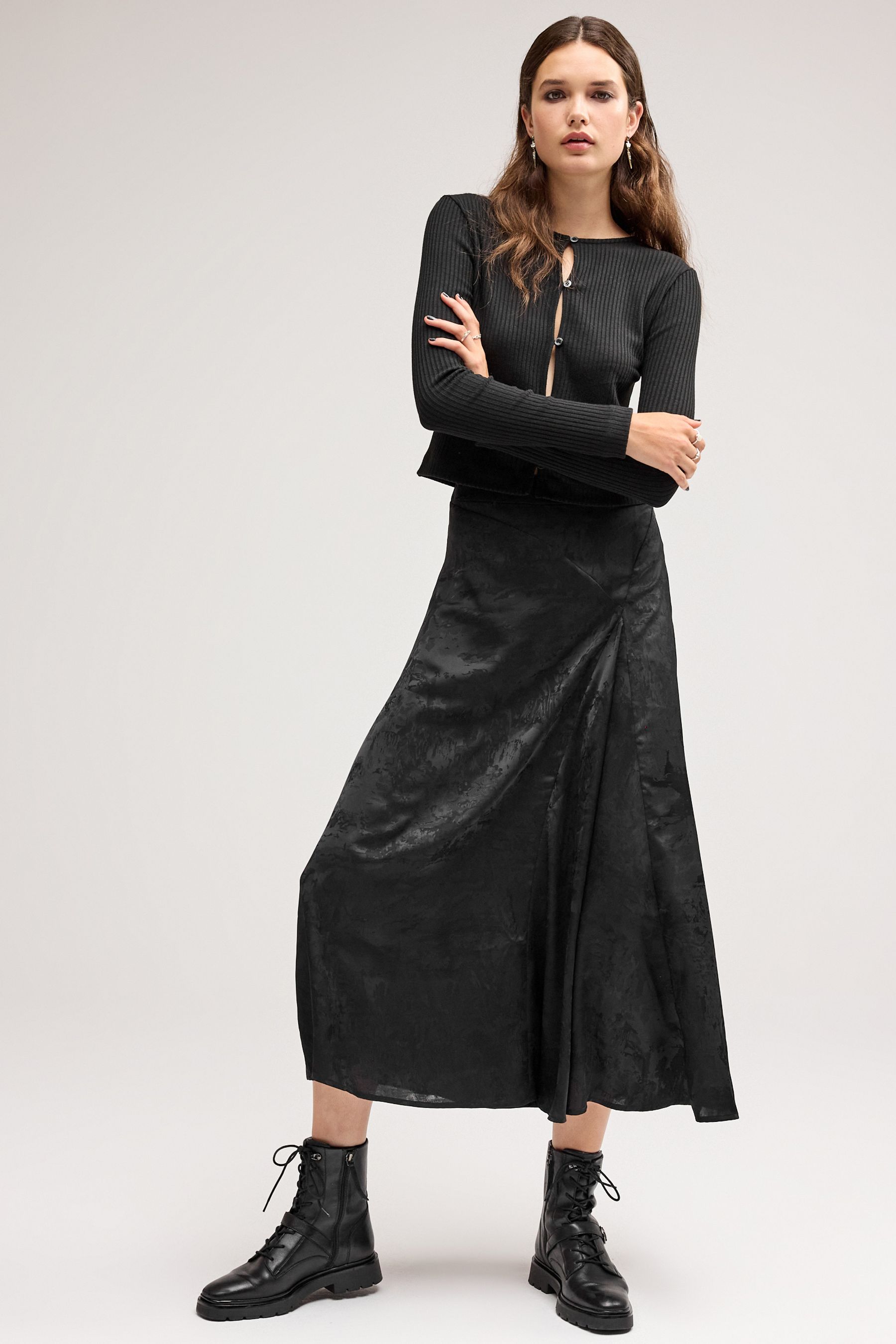 Buy Black Jacquard Midi Skirt from Next Luxembourg