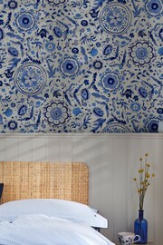 Joules Blue Festival Flowers 10M Wallpaper - Image 1 of 3