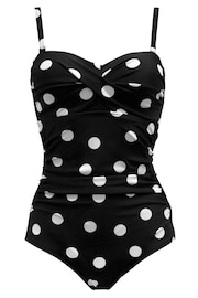 Pour Moi Black Polka Dot Santa Monica Removable Straps Tummy Control Swimsuit - Image 2 of 3