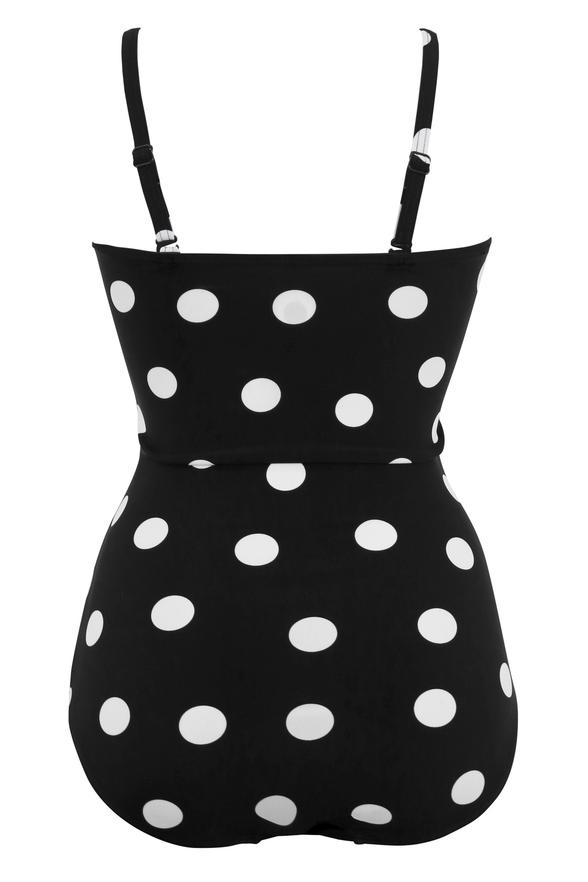 Pour Moi Black Polka Dot Santa Monica Removable Straps Tummy Control Swimsuit - Image 3 of 3