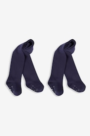 JoJo Maman Bébé Navy 2-Pack Cotton Rich Tights - Image 1 of 3